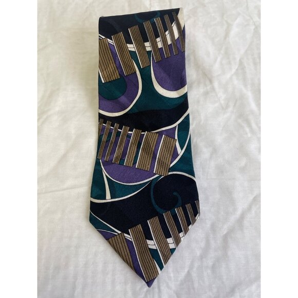 Screenplay By Martin Wong Men's Silk Multicolor Tie 59" X 3.5" SKU 2822 - Picture 1 of 4